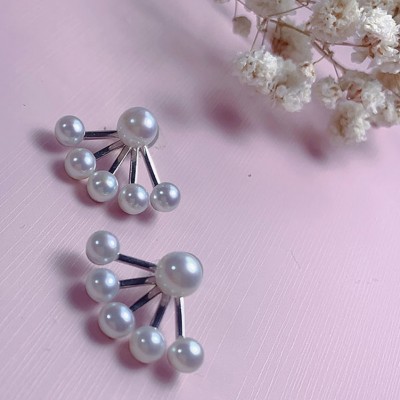 Hoa tai 12 viên trai kiểu cánh quạt