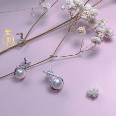 Hoa tai ngọc trai móc nơ HTMN