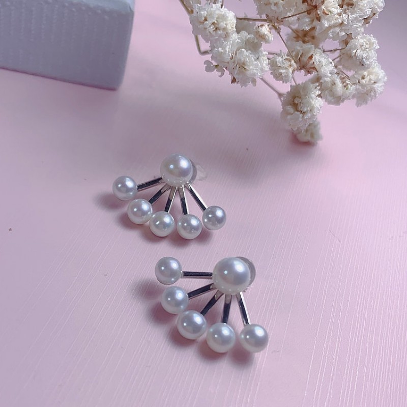 Hoa tai 12 viên trai kiểu cánh quạt