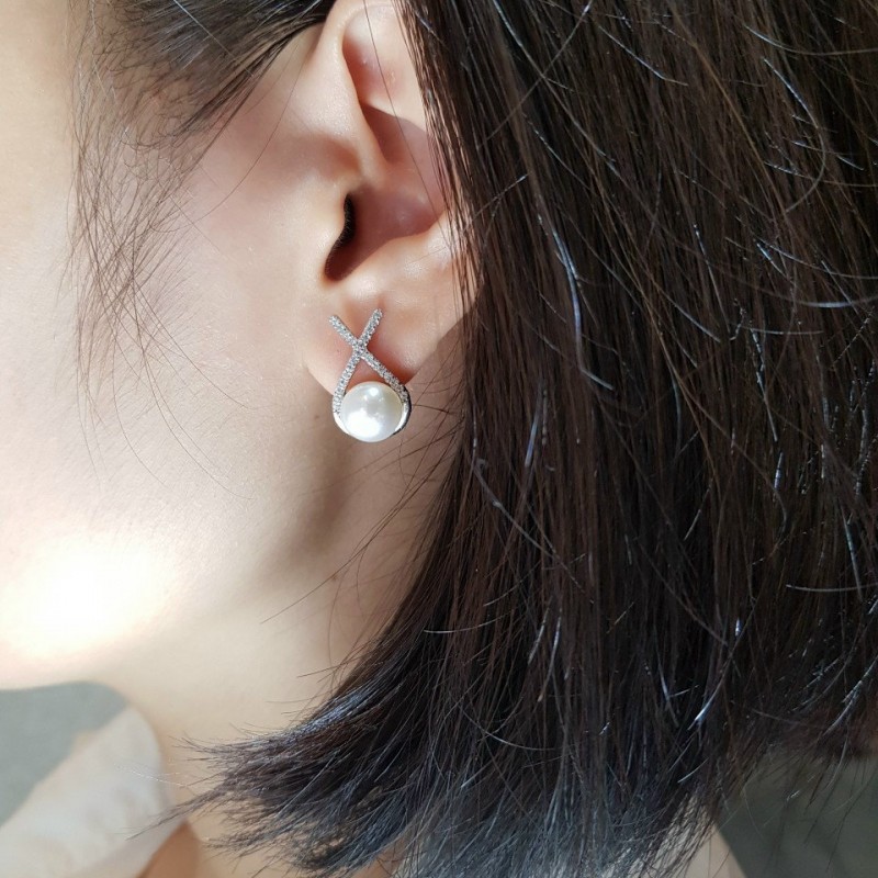 Hoa tai ngọc trai móc nơ HTMN